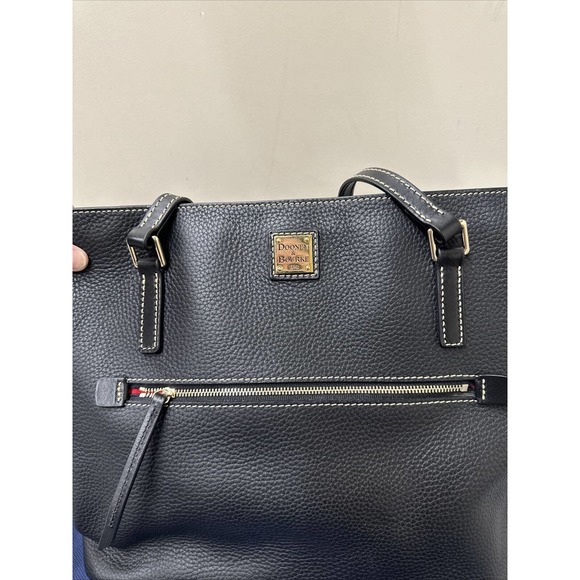 Dooney & Bourke Black on Black Pebble Leather Shopper Tote Bag Purse FS Charity - Picture 6 of 16